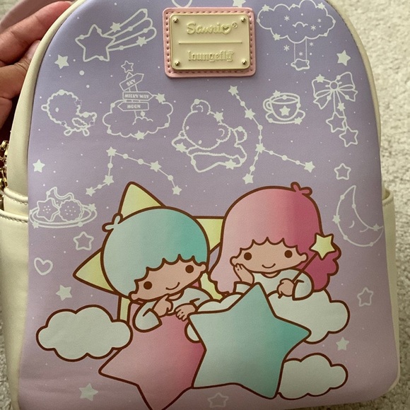 Loungefly Little Twin Stars Backpack with matching card holder - Picture 2 of 14